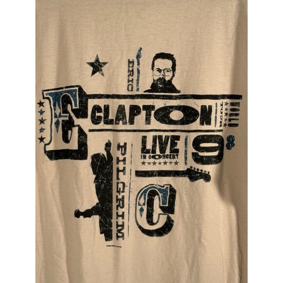 Vintage Eric Clapton World Tour 1998 Pilgrim Tan Shirt Large L Tultex - Picture 4 of 8